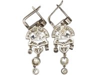 Art Deco 18ct White Gold Diamond Chandelier Drop Earrings