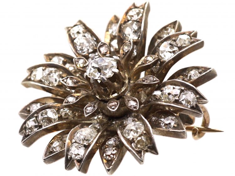 Victorian Diamond Flower Brooch