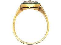 Art Deco 18ct Gold & Platinum Target Ring set with Diamonds & Emeralds