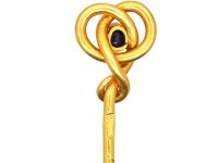 Russian 14ct Gold Coily Tie Pin set with a Cabochon Sapphire