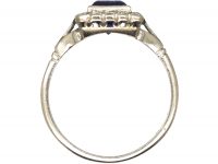 Art Deco Platinum, Sapphire & Diamond Square Ring