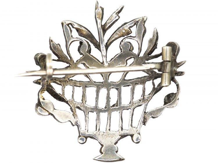Edwardian Silver, Marcasite & Paste Giardinetti Brooch