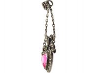 Early 20th Century Silver, Marcasite & Paste Heart Shaped Pendant
