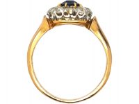 French 18ct Gold, Sapphire & Diamond Cluster Ring