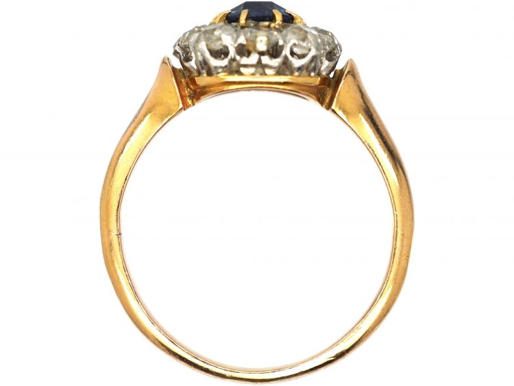 French 18ct Gold, Sapphire & Diamond Cluster Ring