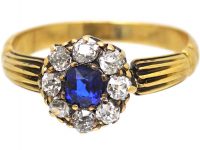 Edwardian 18ct Gold, Sapphire & Diamond Cluster Ring
