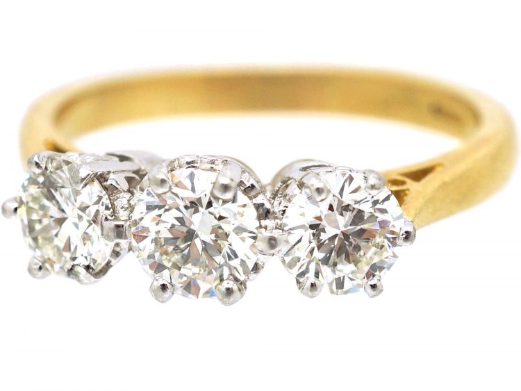 18ct White & Yellow Gold, Three Stone Diamond Ring