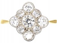Art Deco 18ct Gold & Platinum, Diamond Shaped Ring set with Diamonds