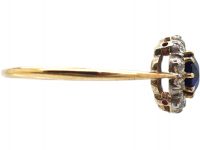 Edwardian 18ct Gold, Sapphire & Diamond Cluster Ring