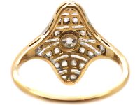 Art Deco 18ct Gold & Diamond Navette Shaped Ring