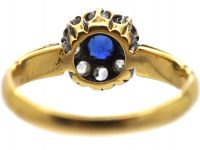Edwardian 18ct Gold, Sapphire & Diamond Cluster Ring