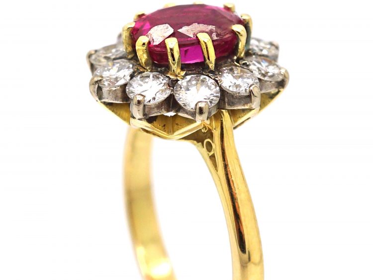 18ct Gold, Ruby & Diamond Cluster Ring by Boodle & Dunthorne