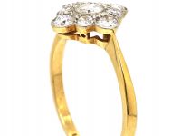 Art Deco 18ct Gold & Platinum, Diamond Shaped Ring set with Diamonds