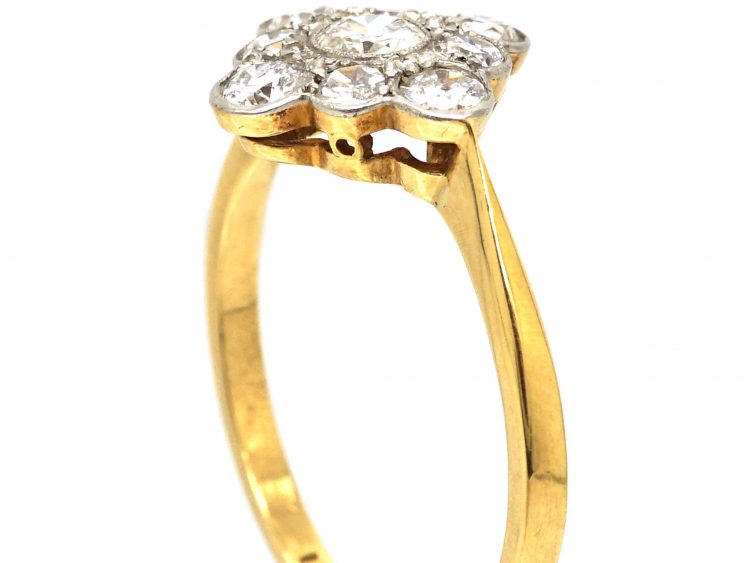 Art Deco 18ct Gold & Platinum, Diamond Shaped Ring set with Diamonds