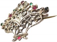 Silver, Marcasite & Coloured Paste Giardinetti Brooch
