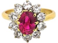 18ct Gold, Ruby & Diamond Cluster Ring by Boodle & Dunthorne
