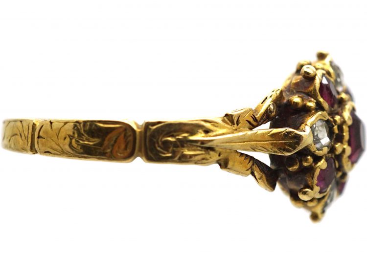 Regency 18ct Gold, Ruby & Diamond Cluster Ring