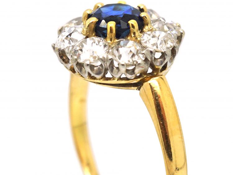 Early 20th Century 18ct Gold, Sapphire & Diamond Cluster Ring