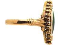 Edwardian 18ct Gold, Green & White Enamel Marquise Ring