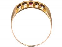 Edwardian 9ct Gold, Red Paste & Rose Diamond Five Stone Ring