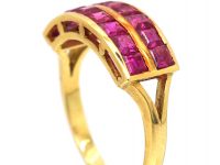 Art Deco 18ct Gold, Double Row Pink Sapphire Half Eternity Ring