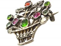 Edwardian Silver, Marcasite & Coloured Paste Giardinetti Brooch