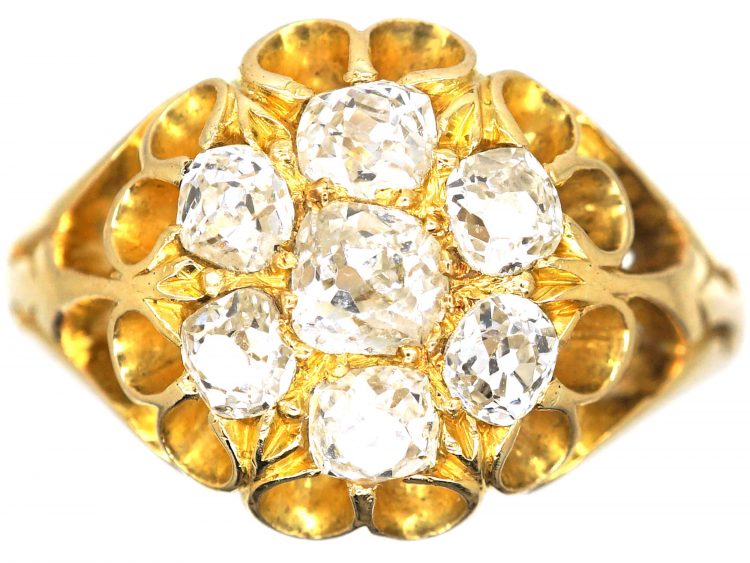 Victorian 18ct Yellow Gold & Diamond Cluster Ring