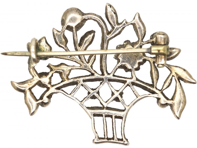 Edwardian Silver & Coloured Paste Giardinetti Brooch