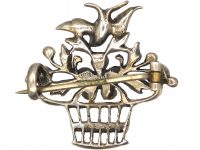 Edwardian Silver & Paste Giardinetti Brooch with Bird