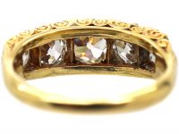Victorian 18ct Gold, Five Stone Diamond Carved Half Hoop Ring
