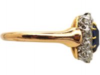 French 18ct Gold, Sapphire & Diamond Cluster Ring