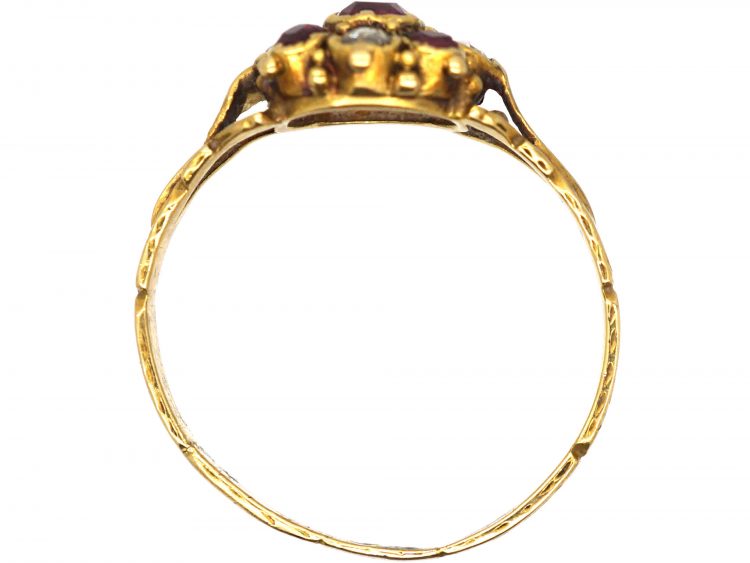 Regency 18ct Gold, Ruby & Diamond Cluster Ring