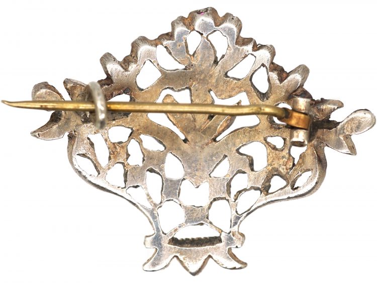 Silver, Marcasite & Coloured Paste Giardinetti Brooch