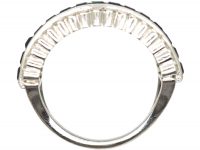 Art Deco 18ct White Gold, Diamond, Sapphire & Emerald Half Eternity Ring