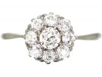 Edwardian 18ct Gold & Platinum Diamond Daisy Cluster Ring