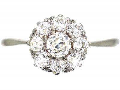 Edwardian 18ct Gold & Platinum Diamond Daisy Cluster Ring