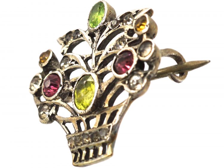 Edwardian Silver & Paste Small Giardinetti Brooch