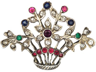 Edwardian Silver & Paste Giardinetti Brooch