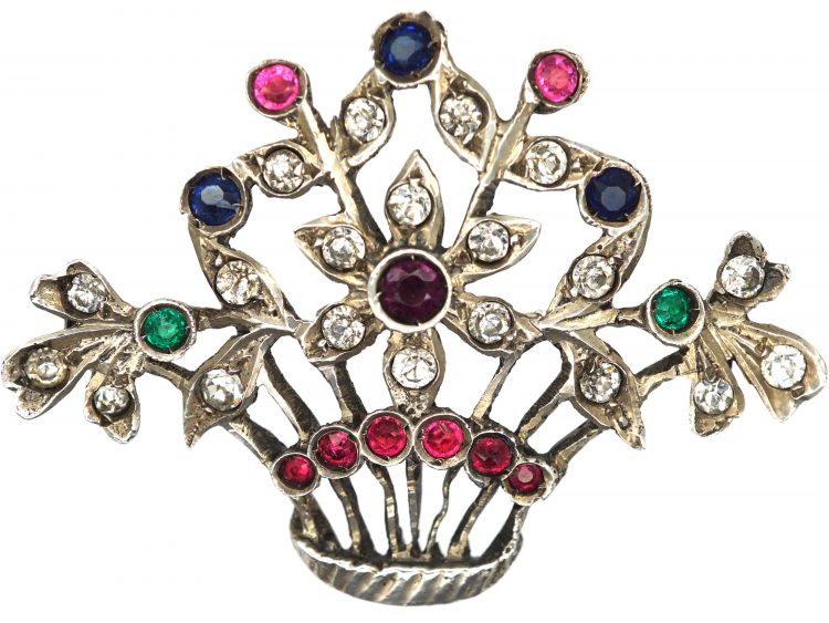 Edwardian Silver & Paste Giardinetti Brooch