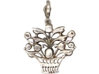 Edwardian Silver, Paste, Pearl & Marcasite Basket of Flowers Pendant