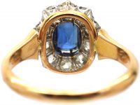 French 18ct Gold, Sapphire & Diamond Cluster Ring