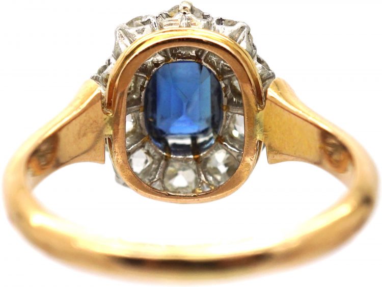 French 18ct Gold, Sapphire & Diamond Cluster Ring