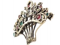 Edwardian Silver, Marcasite & Coloured Paste Giardinetti Brooch