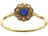Edwardian 18ct Gold, Sapphire & Diamond Cluster Ring