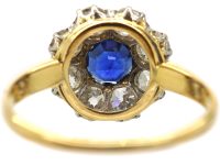 Early 20th Century 18ct Gold, Sapphire & Diamond Cluster Ring