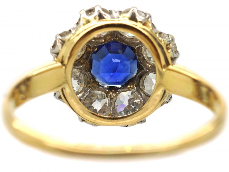 Early 20th Century 18ct Gold, Sapphire & Diamond Cluster Ring