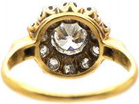 Edwardian 18ct Gold, Diamond Cluster Ring with Diamond Set Shoulders