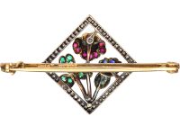 Edwardian Rose, Shamrock & Thistle Brooch set with Diamonds, Emeralds & Rubies
