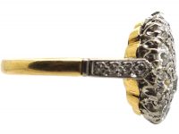 Retro 18ct Gold Diamond Cluster Ring with Diamond Set Shoulders