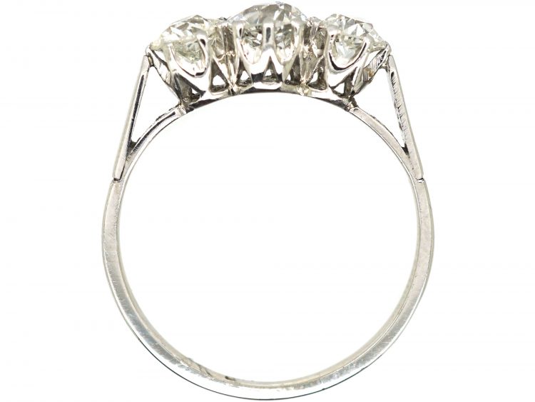Art Deco Platinum, Three Stone Diamond Ring